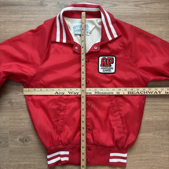 Vintage 80s AP Mufflers Pipes Nylon Bomber Jacket Size S Made In USA - Picture 7 of 8